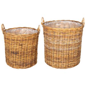 vidaXL Cestino per piante GENDT 2 pz Marrone Naturale Rattan Kubu