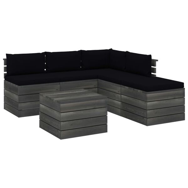 vidaXL Set Divani da Giardino su Pallet 6 pz con Cuscini Massello Pino