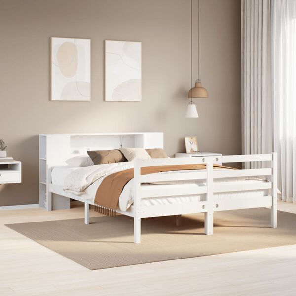 vidaXL Letto Libreria senza Materasso Bianco 140x200 cm Legno di Pino