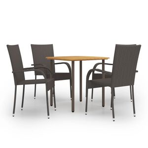 vidaXL Set Mobili da Pranzo Giardino 5 pz in Polyrattan Marrone