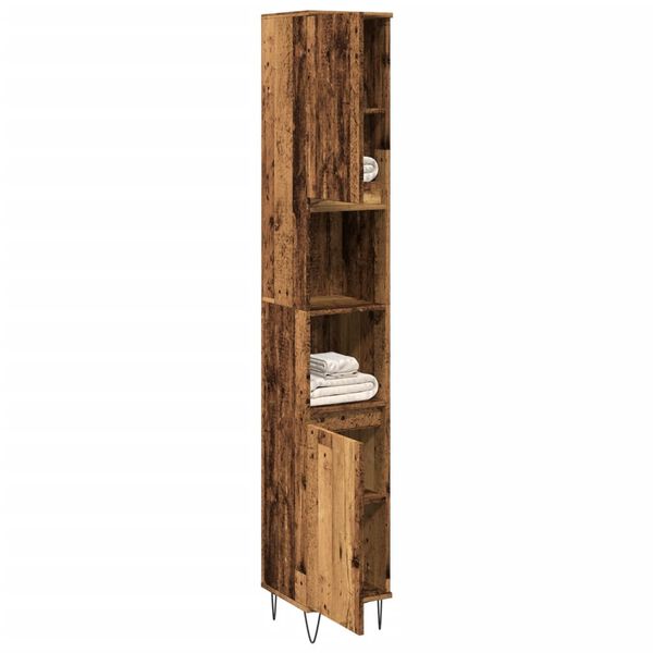 vidaXL Armadietto Bagno Legno Antico 30x30x190 cm in Legno Multistrato
