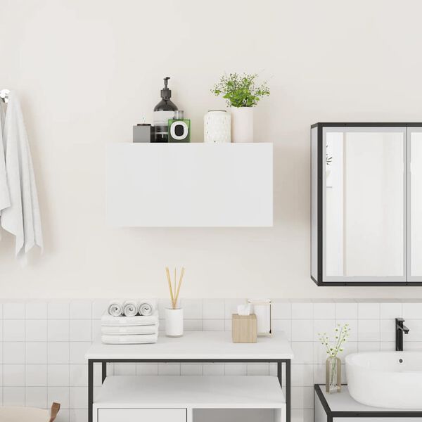 vidaXL Mobile da Bagno a Parete Bianco 60x25x30cm in Legno Multistrato