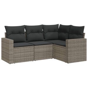 vidaXL Set Divani da Giardino 4 pz con Cuscini in Polyrattan Grigio