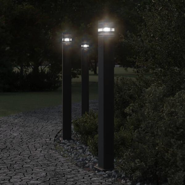 vidaXL Lampada da Terra per Esterni con Presa Nera 110 cm Alluminio