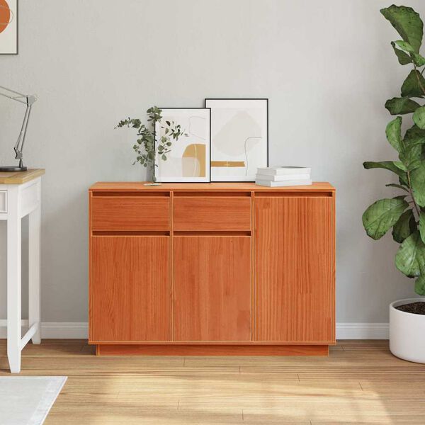 vidaXL Credenza Marrone cerato 110 x 34 x 75 cm Pino massello