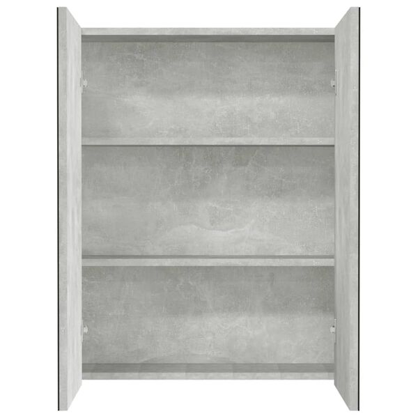 vidaXL Armadietto a Specchio per Bagno 60x15x75 cm MDF Grigio Cemento