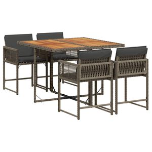 vidaXL Set da Pranzo da Giardino 5 pz con Cuscini in Polyrattan Grigio
