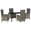 vidaXL Set da Pranzo per Giardino 5 pz Grigio polyrattan