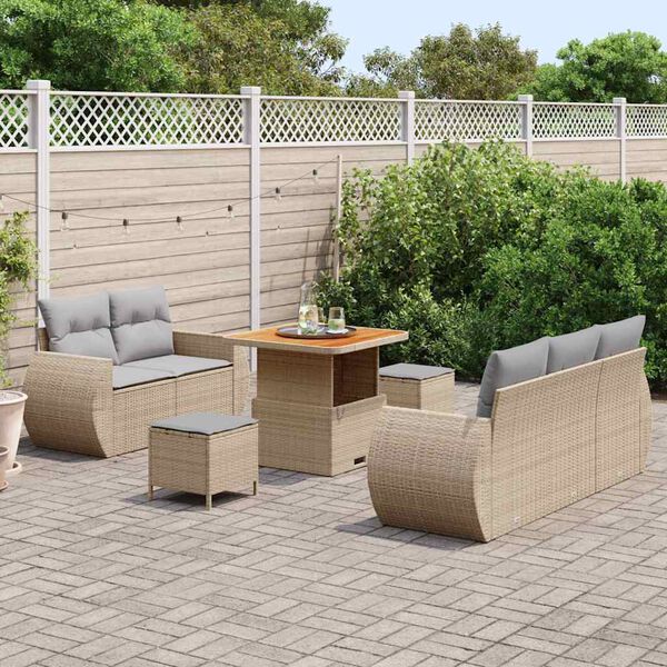 vidaXL Set Divano da Giardino 8 pcs Beige polyrattan