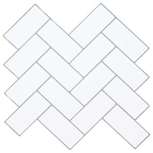 vidaXL Piastrella a Spina di Pesce 20 pz Bianco e Grigio 30 x 30 cm