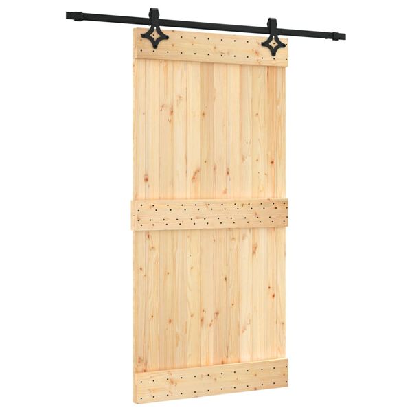 vidaXL Porta Scorrevole con Set Hardware 100x210cm Legno Massello Pino