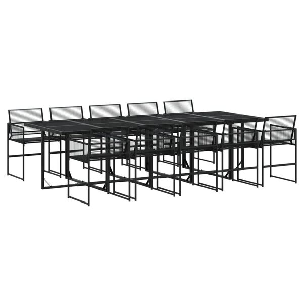 vidaXL Set da Pranzo da Giardino 11 pz in Polyrattan Nero