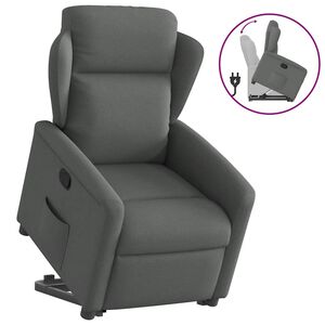 vidaXL Poltrona Alzapersona Reclinabile Grigio Scuro in Tessuto
