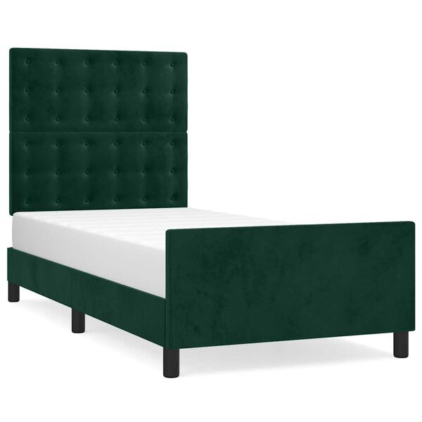 vidaXL Giroletto senza Materasso Verde Scuro 80x200 cm in Velluto