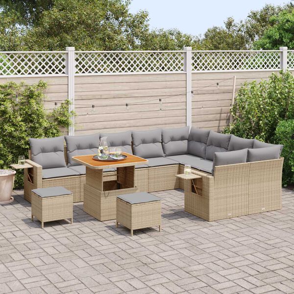 vidaXL Set Divano da Giardino 12 pcs Beige polyrattan