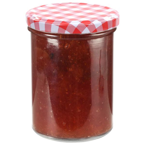 vidaXL Vasi Marmellata in Vetro Coperchio Bianco e Rosso 48 pz 400 ml