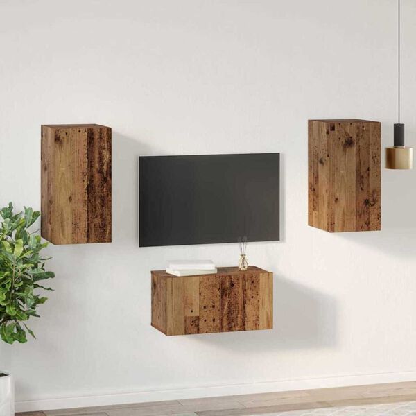 vidaXL Set mobile TV 3 pcs Legno vecchio Legno multistrato