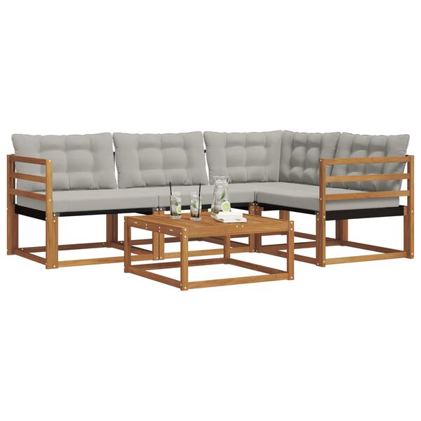 vidaXL Set di divani da esterno 5 pcs Grigio Naturale e Chiaro