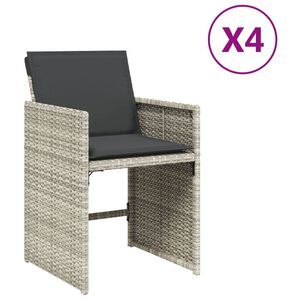 vidaXL Sedie da Giardino con Cuscini 4 pz Grigio Chiaro in Polyrattan