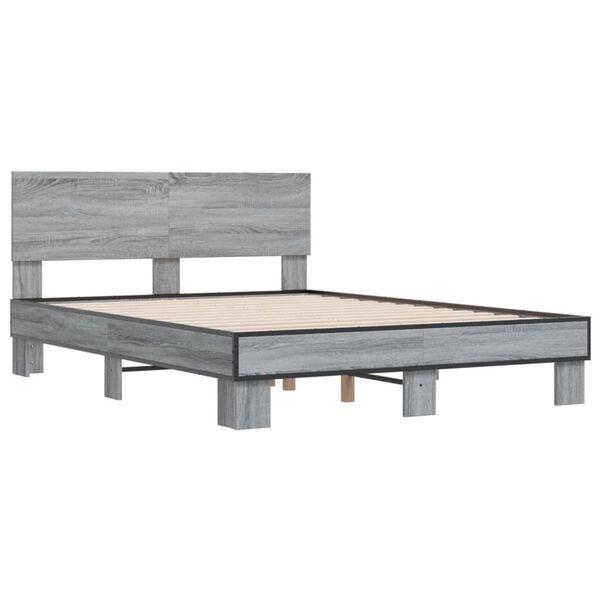 vidaXL Giroletto Grigio Sonoma 120x200 cm in Legno Multistrato Metallo