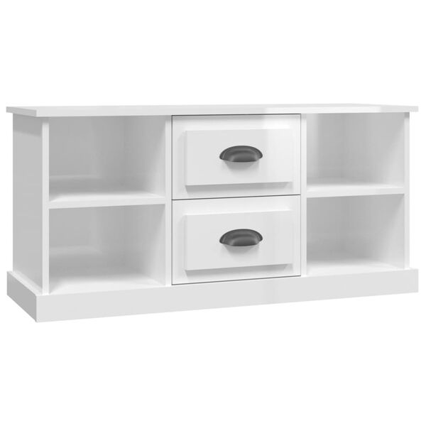 vidaXL Mobile Porta TV Bianco Lucido 99,5x35,5x48 cm Legno Multistrato