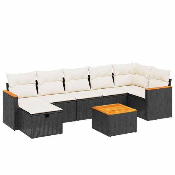 vidaXL Set Divani da Giardino con Cuscini 7pz Nero Polyrattan