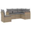 vidaXL Set Divano da Giardino 5 pz con Cuscini Beige in Polyrattan