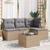 vidaXL Set Divano da Giardino 5 pz con Cuscini Beige in Polyrattan