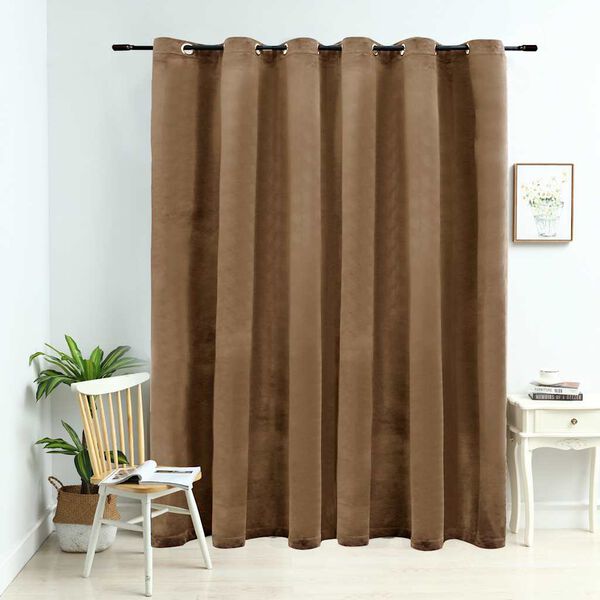 vidaXL Tenda Oscurante con Anelli in Metallo Velluto Beige 290x245 cm