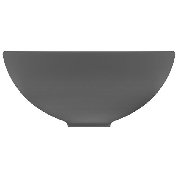 vidaXL Lavandino Lusso Rotondo Grigio Scuro Opaco 32,5x14 cm Ceramica