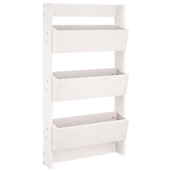 vidaXL Fioriera Muro 3Ripiani Bianca 60x18,5x110cm Legno Massello Pino