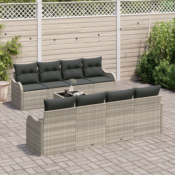 vidaXL Set Divano da Giardino Grigio chiaro 55 x 55 x 37 cm polyrattan