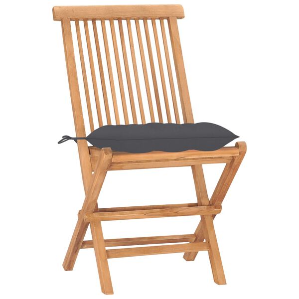 vidaXL Set da Pranzo Giardino Pieghevole 3 pz Cuscino Massello di Teak