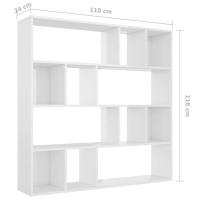 vidaXL Libreria/Divisorio Bianco Lucido 110x24x110 cm in Multistrato