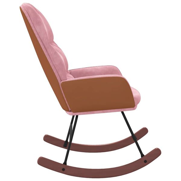 vidaXL Sedia a Dondolo Rosa in Velluto