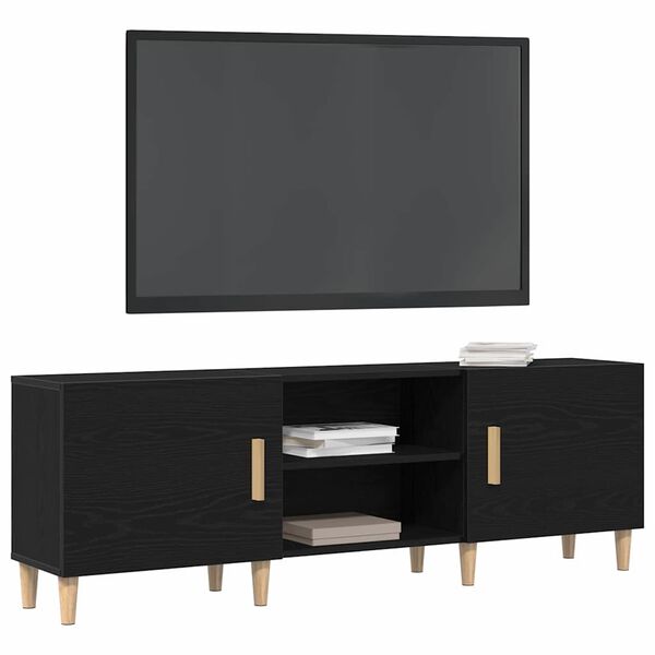 vidaXL Mobile TV Rovere Nero 150 x 30 x 50 cm Legno multistrato