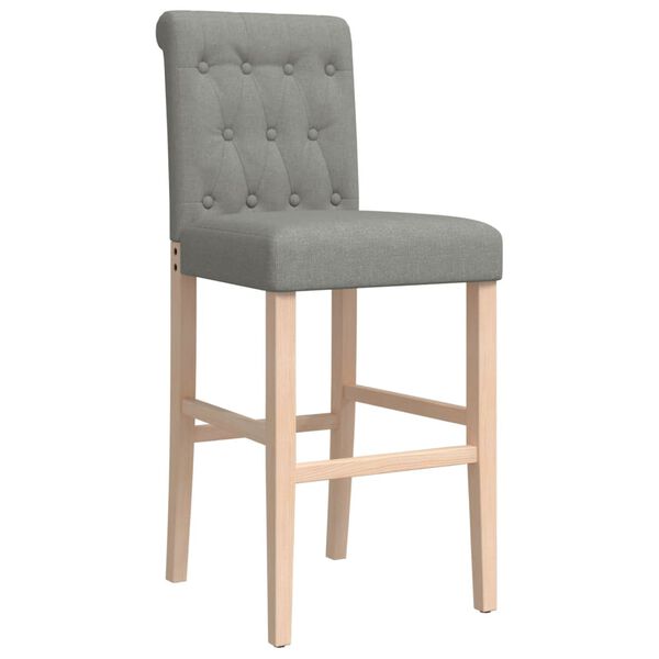 vidaXL Sedie da Bar 2 pz in Legno Massello di Hevea e Tessuto