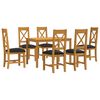 vidaXL Set da pranzo 7 pz Nero Legno di Quercia Massello