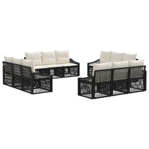 vidaXL Set Divano da Giardino 12 pz Nero polyrattan