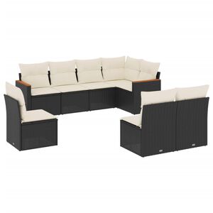 vidaXL Set Divani da Giardino con Cuscini 8 pz Nero in Polyrattan