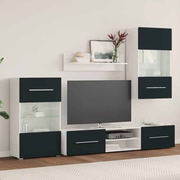 vidaXL Unit&agrave; TV 5 pz con Illuminazione a LED Indaco Opaco Truciolato