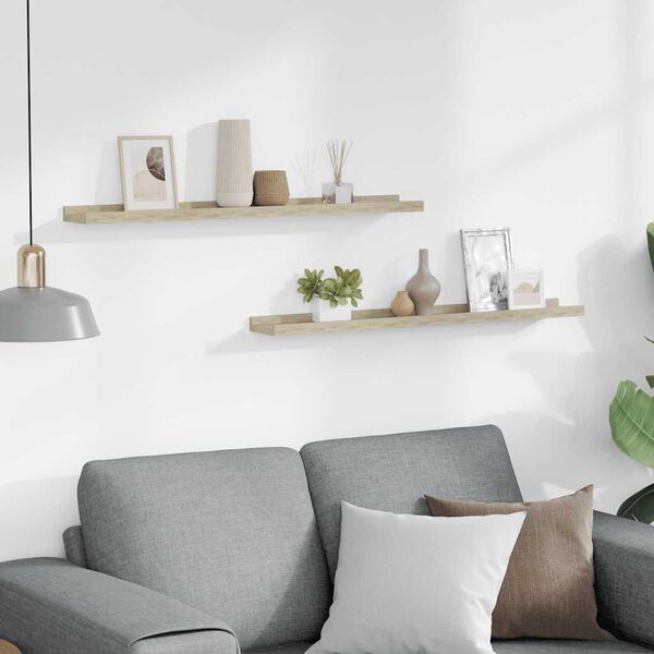vidaXL Mensole da parete 2 pz in rovere Sonoma 80x9x3 cm