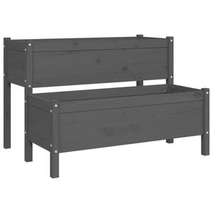 vidaXL Fioriera Grigia 110x84x75 cm in Legno Massello di Pino