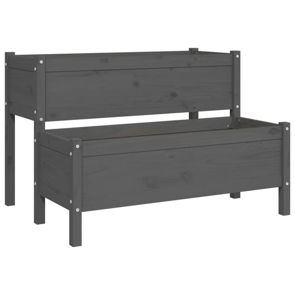 vidaXL Fioriera Grigia 110x84x75 cm in Legno Massello di Pino