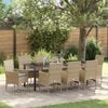 vidaXL Set da Pranzo per Giardino con cuscino 9 pcs Beige polyrattan