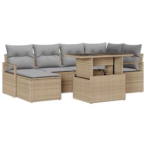 vidaXL Set Divano da Giardino con cuscino 7 pcs beige e grigio chiaro