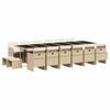 vidaXL Set da Pranzo da Giardino 17 pz con Cuscini Beige in Polyrattan