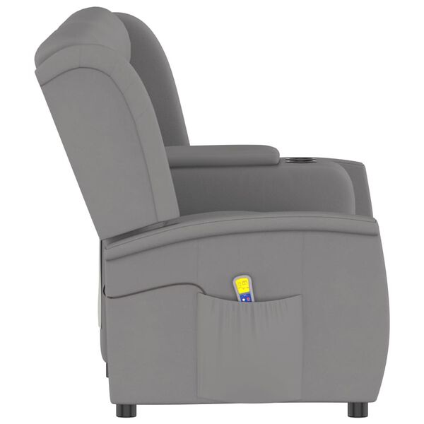 vidaXL Divano Massaggio a 4 Posti con Portabicchieri Grigio Chiaro