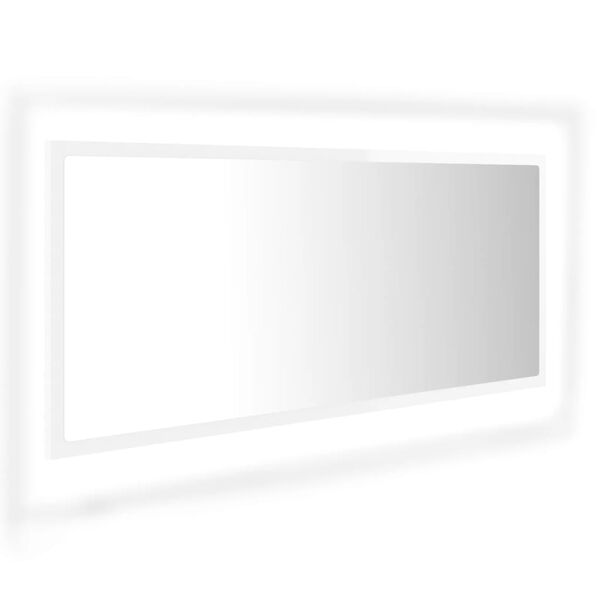 vidaXL Specchio da Bagno LED Bianco Lucido 100x8,5x37 cm in Acrilico