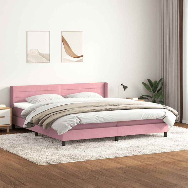 vidaXL Giroletto a Molle con Materasso Rosa 200x210 cm in Velluto